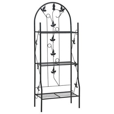 vidaXL Plant Rack Black Powder-coated iron Medium Decorative Inlay
