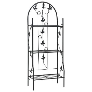 vidaXL Plant Rack Black Powder-coated iron Medium Decorative Inlay - 1 of 4