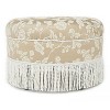 Kumasinova 24" Round Floral Jacquard Accent Ottoman with Tassel Rope Bullion Fringe,Vintage Footrest Ottoman Stool for Living Room&Bedroom,Beige - 2 of 4