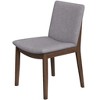 Top Quality Laura Mid-Century Modern Solid Wood Dining Chair (Set of 2) with Fabric Upholstery in Grey for Home Kitchen - 2 of 4