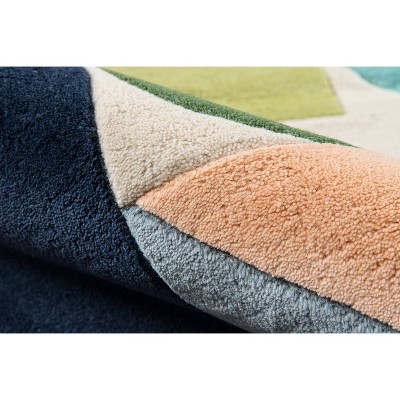 Multicolor Geometric Wool Hand-Tufted Runner Rug