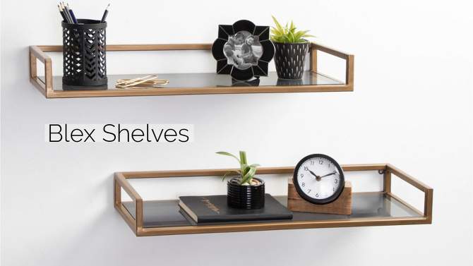24" x 8" x 3" Blex Metal and Glass Wall Shelf - Kate & Laurel All Things Decor, 2 of 8, play video