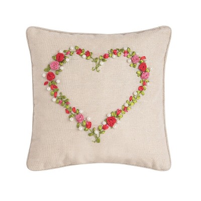 C&F Home Rose Heart Ribbon Art Pillow