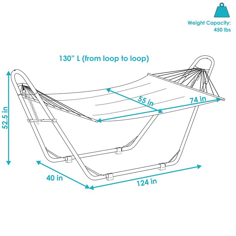 Sunnydaze Double Quilted Fabric Hammock with Universal Steel Stand - 450-Pound Capacity, 4 of 18