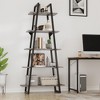 5 Tier Bookshelf, Tall Bookcase Shelf, Industrial Ladder Bookshelf - 3 of 4