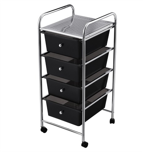 Costway 4-Drawer Cart Storage Bin Organizer Rolling w/Plastic Drawers Clear