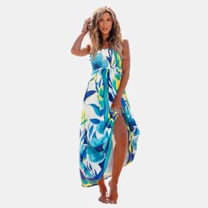 Cupshe Sun Happy Floral Maxi Dress - Blue - L