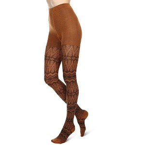 Memoi Tree Zag Geometric Sweater Tights - 1 of 4