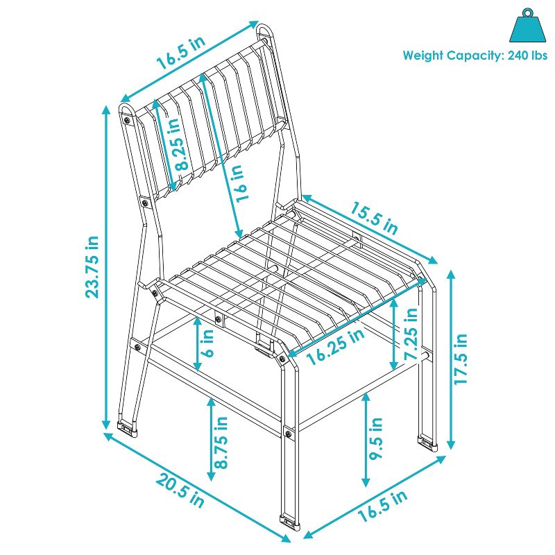 Sunnydaze Indoor/Outdoor Furniture Steel Wire Dining Chair - Black, 4 of 14