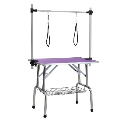 42" Purple Folding Pet Grooming Table with Adjustable Arms