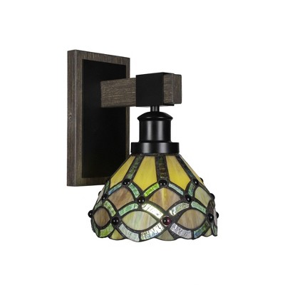 Toltec Lighting Tacoma 1 - Light Sconce in  Black/Painted Wood with 7" Grand Merlot Art Glass Shade
