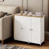 VEVOR Folding Sewing Table, Multipurpose Sewing Machine Table with Cabinet, Charging Station, Compact Design, Wheels, Wooden Pegs, White - 2 of 4