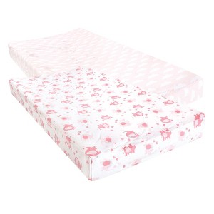 Luvable Friends Infant Girl Fitted Changing Pad Cover, Girl Basic Elephant, One Size - 1 of 4