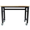 Steel Workbench with Rubber Wood Top and Adjustable Height and Rolling Wheels - 2 of 4