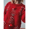 Womens Christmas Sweaters Crew Neck Pullover Ugly Sweater Chirstmas Tree Flocking with Pearls Deco Sweater - 3 of 4