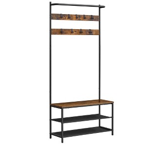 VASAGLE Coat Rack with Shoe Storage, Hall Tree Rustic Brown and Black - 1 of 4