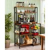 Kitchen Bakers Rack with Power Outlet ,Microwave Oven Stand with Storage 4 Tiers,Coffee Bar Table with 6 S Hooks,Kitchen Storage Shelf Rack - 2 of 4