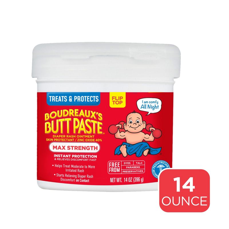 Boudreaux&#39;s Butt Paste Baby Diaper Rash Cream Maximum Strength - 14oz, 1 of 13