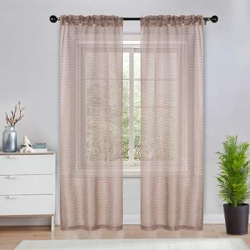 Bohemian Rustic Striped Light Filtering Sheer Curtains, Set of 2 by Blue Nile Mills