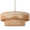 LamQee 22 Inch Farmhouse Rattan Chandeliers, 5 Lights Boho Chandelier Light Fixture with Hand Woven Wicker Shade - 3 of 4
