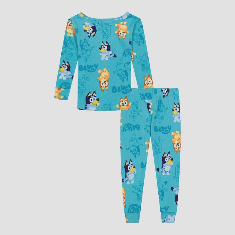 Toddler 4pc Bluey Snug Fit Pajama Set - Teal Blue, 3 of 7