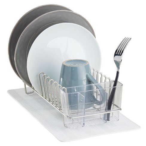 Simple Houseware Large Over Sink Counter Top Dish Drainer Drying Rack with Drying  Mat and Utensil Holder, Black 