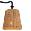 360 Lighting Keanu Farmhouse Rustic Wall Light Matte Black Hardwire 23 1/4" 3-Light Fixture Natural Rattan for Bathroom Vanity - 3 of 4