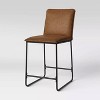 Upholstered Counter Height Barstool with Metal Frame Camel Faux Leather - Room Essentials™: Sledge-Style Legs, Padded Seat - 3 of 4