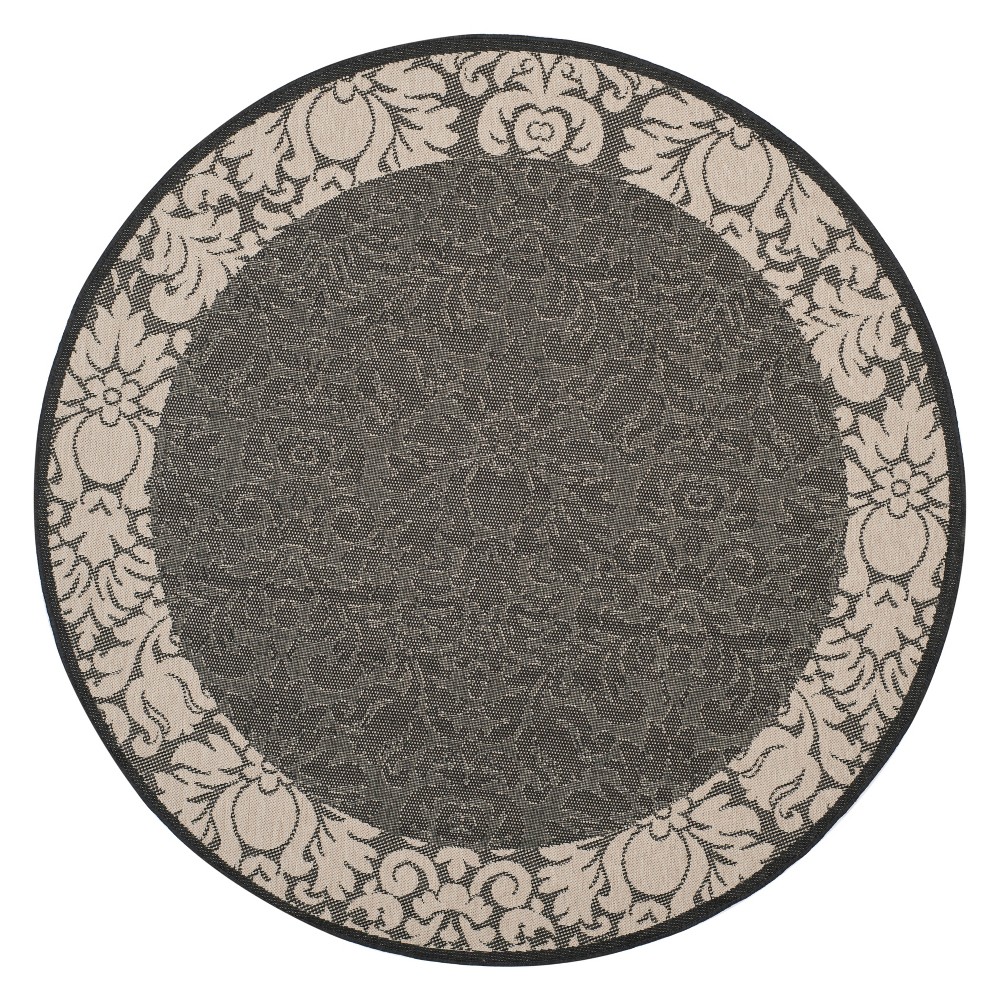 5'3in Round Violetta Outdoor Rug Black/Sand - Safavieh