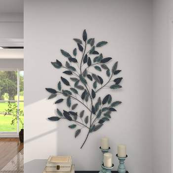 Metal Leaf Wall Decor with Gold Accent Blue - Olivia & May