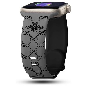 HTUTWOO Bee Engraved Apple Watch Band, Two Tone Silicone Sports Strap 38/40/41/42/44/45/46/49 mm for iWatch Series 10 9 8 7 6 5 4 3 2 1 SE Ultra - 1 of 3
