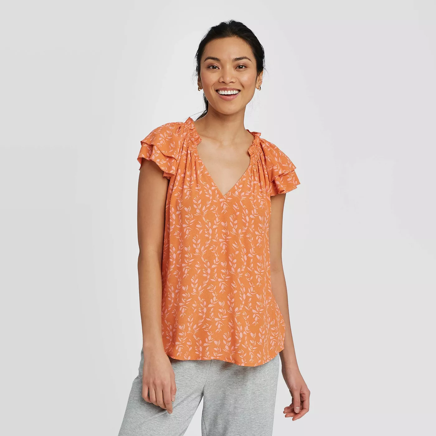 Women's Flutter Short Sleeve Blouse - A New Day™ - image 1 of 12