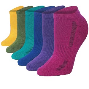 Women's Multicolor Rainbow Short Socks - 6 Pack - 1 of 4