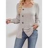 Women Square Neck Tops Long Sleeve Split Sweater T-Shirt Casual Blouses Knit Tops - 4 of 4