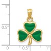 Black Bow Jewelry 14k Yellow Gold & Green Enameled Three Leaf Clover Pendant, 15mm - 4 of 4