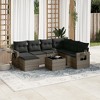 vidaXL 8 Piece Patio Sofa Set with Cushions Gray Poly Rattan - Gray Without Table - 2 of 4