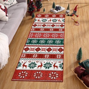 TackView Christmas Area Rug, Washable Indoor Rug Floor Covers Xmas Boho Accent Rug Farmhouse Carpet for Living Room Bedroom - 1 of 4