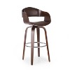 VYNXARIA 30-Inch Mid-Century Modern Swivel Bar Stools with Faux Leather Upholstery and Walnut Wood Veneer - Stylish Comfort for Any Space,Dark Brown - 4 of 4
