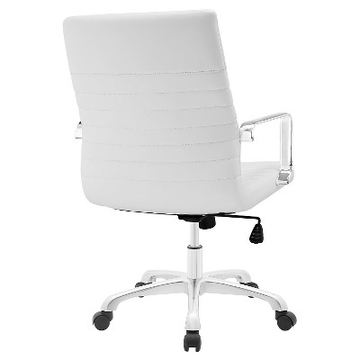 White Ergonomic Vinyl Swivel Office Chair with Fixed Arms