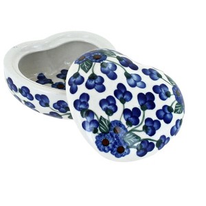 Blue Rose Polish Pottery 21A WR Unikat Heart Box - 1 of 1