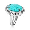 Ross-Simons Turquoise Carved Flower Ring in Sterling Silver - 3 of 4