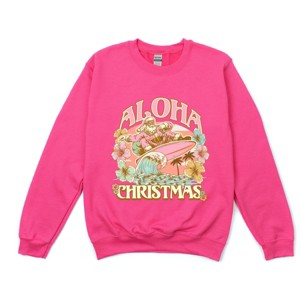 Aloha Christmas Surfing Santa - Women's Graphic Sweatshirt - 1 of 4