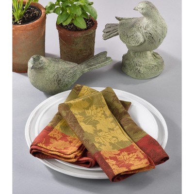 Autumn Leaves Jacquard Cotton Napkins Set of 4, Multicolor