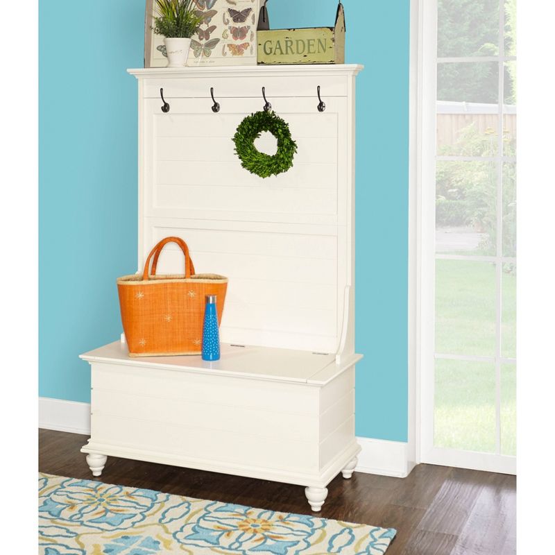 Gabriel Traditional Entryway 4 Double Hooks Storage Bench Hall Tree White - Powell, 3 of 5