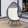 Outsunny Patio Wicker Lounge Chair with Soft Cushion, Outdoor/Indoor PE Rattan Egg Teardrop Cuddle Chair with Height Adjustable Knob for Backyard Garden Lawn Living Room - image 3 of 4