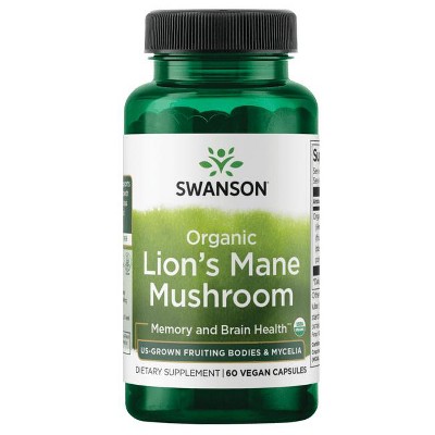 Swanson Premium Organic Lion's Mane Mushroom, 60 Vegan Capsules.