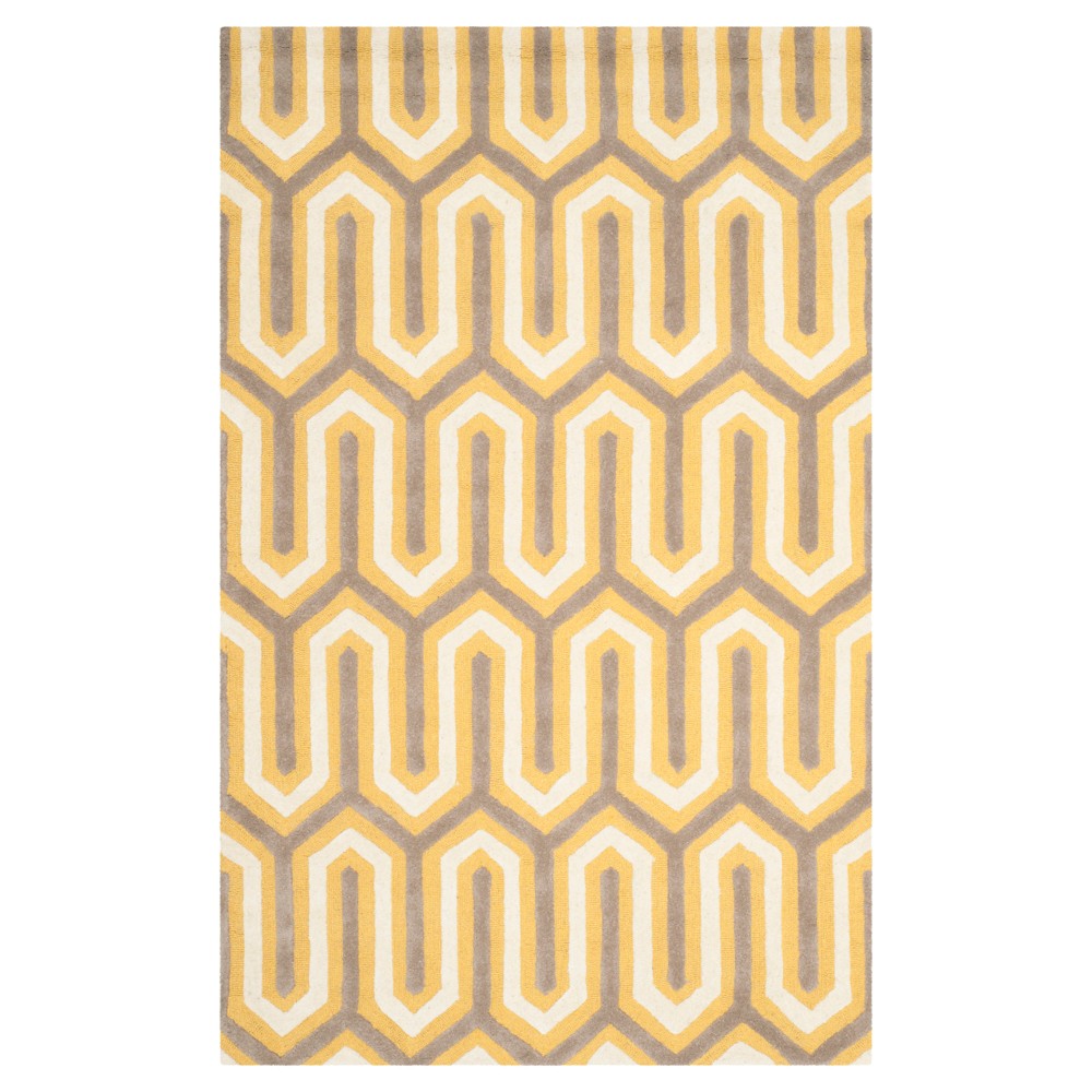 Aveline Geometric Textured Accent Rug - Gold/Gray (4' X 6') - Safavieh