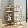 MAYEERTY 4 Tier Round Bookshelf, MDF Board Gold Metal Frame, Home Office, White - 2 of 4