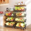 5 Tier Fruit Basket for Kitchen Organizers and Storage,Stackable Metal Wire Basket Stand Cart with Wheels for Fruit Vegetable - 2 of 4