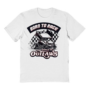 Woo Men's Born To Race Black Flag Short Sleeve Graphic Cotton T-Shirt - White XXL - 1 of 3